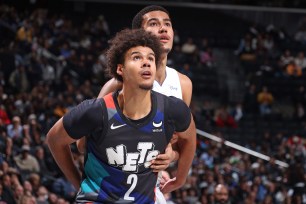 Cam Johnson, boxing out for a rebound, scored 20 points in the Nets' win over the Magic.