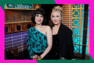 Alyssa Fox (L) and McKenzie Kurtz on a talk show set are the current stars of "Wicked."
