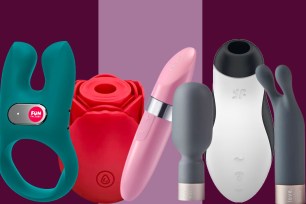 Adult toys on a multicolored background.