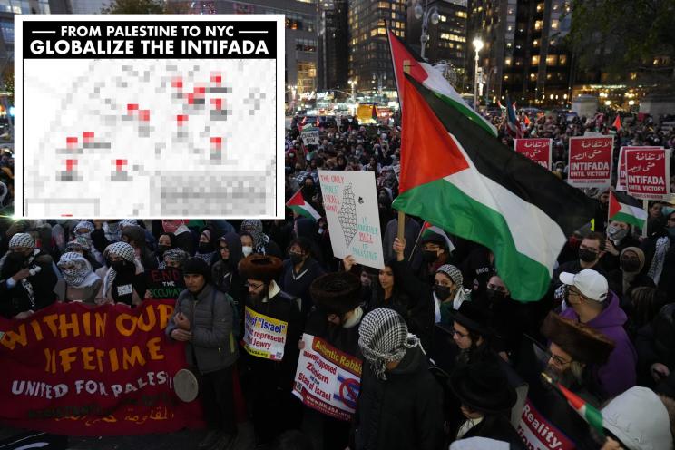 Pro-Palestinian group shares ‘reprehensible’ antisemitic map of NYC targets on social media