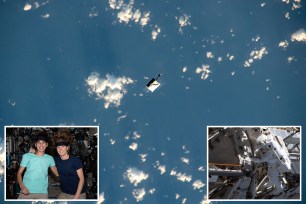 Photo taken November 2 2023 by by JAXA (Japan Aerospace Exploration Agency) astronaut Satoshi Furukawa shows the tool bag orbiting Earth. Photo released November 10 2023. See SWNS story SWNAtoolkit. A jaw-dropping picture shows a tool bag lost in space. NASA astronauts Jasmin Moghbeli and Loral OÃ¢ÂÂHara were left red-faced on a recent spacewalk when flight controllers spotted their kit spinning off into space. The lost property has now been photographed by JAXA (Japan Aerospace Exploration Agency) spaceman Satoshi Furukawa. His picture was taken from the International Space Station (ISS) 255 miles above Earth. The tool bag is expected to orbit Earth for several months, during which it will descend until 70 miles when it will begin to disintegrate in EarthÃ¢ÂÂs atmosphere.