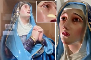 Church-goers in Mexico claimed to have witnessed a miracle after spotting a statue of the Virgin Mary that appeared to be weeping real tears amid the spike in cartel violence.